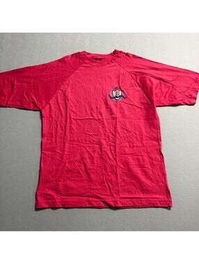 Vintage IOU T-Shirt Mens Large Pink Fashion Network Raglan Single Stitch 1991